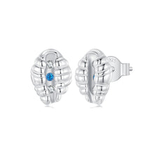 Load image into Gallery viewer, 925 Sterling Silver Fashion Simple Shell Stud Earrings with Cubic Zirconia