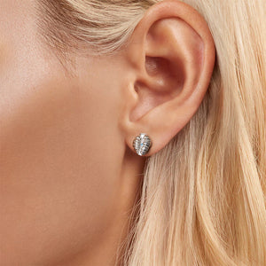 925 Sterling Silver Fashion Simple Shell Stud Earrings with Cubic Zirconia