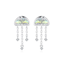Load image into Gallery viewer, 925 Sterling Silver Fashion Simple Jellyfish Tassel Earrings with Cubic Zirconia