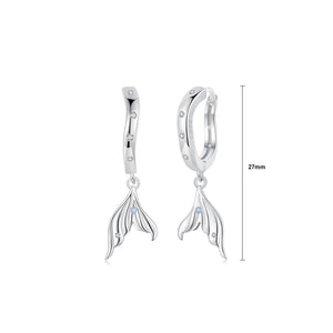 925 Sterling Silver Fashion Temperament Fish Tail Earrings with Cubic Zirconia