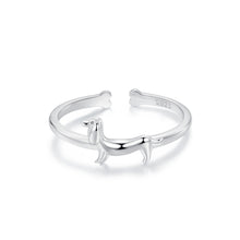 Load image into Gallery viewer, 925 Sterling Silver Simple Cute Dachshund Geometric Adjustable Open Ring