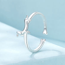 Load image into Gallery viewer, 925 Sterling Silver Simple Cute Dachshund Geometric Adjustable Open Ring