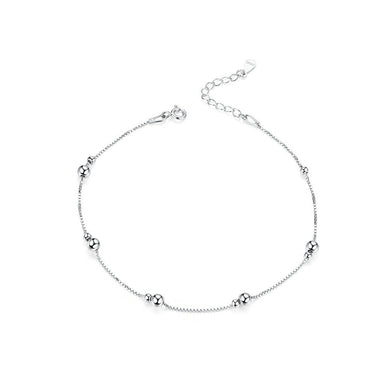 925 Sterling Silver Simple and Fashion Geometric Ball Anklet