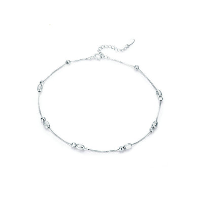 925 Sterling Silver Simple Fashion Pattern Oval Geometric Anklet