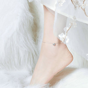 925 Sterling Silver Simple and Cute Heart-shaped Anklet