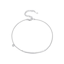 Load image into Gallery viewer, 925 Sterling Silver Fashion Simple Strip Geometric Ball Chain Anklet with Cubic Zirconia