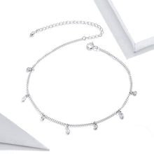 Load image into Gallery viewer, 925 Sterling Silver Simple Fashion Geometric Tassel Anklet with Cubic Zirconia