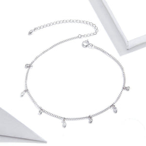 925 Sterling Silver Simple Fashion Geometric Tassel Anklet with Cubic Zirconia