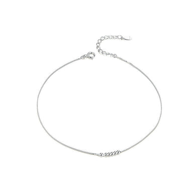 925 Sterling Silver Simple and Fashion Round Bead Geometric Chain Anklet