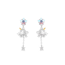 Load image into Gallery viewer, 925 Sterling Silver Fashion Creative Unicorn Star Tassel Earrings with Cubic Zirconia