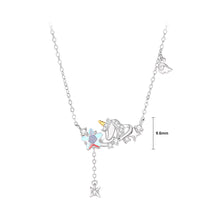 Load image into Gallery viewer, 925 Sterling Silver Fashion Creative Unicorn Star Tassel Pendant with Cubic Zirconia and Necklace