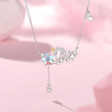 Load image into Gallery viewer, 925 Sterling Silver Fashion Creative Unicorn Star Tassel Pendant with Cubic Zirconia and Necklace