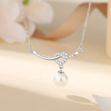 Load image into Gallery viewer, 925 Sterling Silver Fashion and Creative Heart-shaped Smile Imitation Pearl Pendant with Cubic Zirconia and Necklace