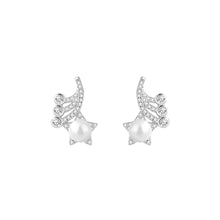 Load image into Gallery viewer, 925 Sterling Silver Fashion Temperament Star Imitation Pearl Stud Earrings with Cubic Zirconia