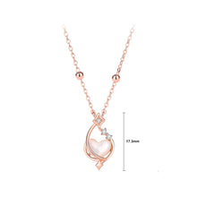 Load image into Gallery viewer, 925 Sterling Silver Plated Rose Gold Fashion Simple Planet Heart-shaped Imitation Pearl Pendant with Cubic Zirconia and Necklace