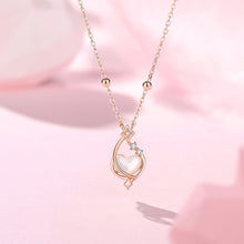 Load image into Gallery viewer, 925 Sterling Silver Plated Rose Gold Fashion Simple Planet Heart-shaped Imitation Pearl Pendant with Cubic Zirconia and Necklace