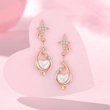 Load image into Gallery viewer, 925 Sterling Silver Plated Rose Gold Fashion Elegant Planet Heart Imitation Pearl Earrings with Cubic Zirconia
