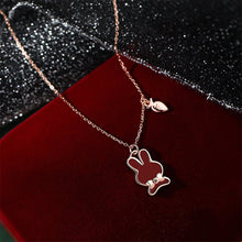 Load image into Gallery viewer, 925 Sterling Silver Plated Rose Gold Simple Cute Enamel Rabbit Pendant with Necklace