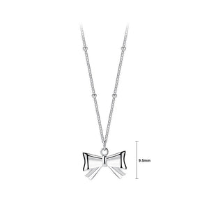 925 Sterling Silver Simple Sweet Ribbon Pendant with Necklace