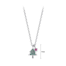 Load image into Gallery viewer, 925 Sterling Silver Simple and Fashion Christmas Tree Pendant with Cubic Zirconia and Necklace