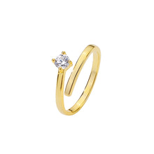 Load image into Gallery viewer, 925 Sterling Silver Plated Gold Simple Fashion Geometric Adjustable Open Ring with Cubic Zirconia