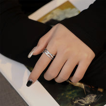 Load image into Gallery viewer, 925 Sterling Silver Simple and Fashion Cross-line Multi-layer Geometric Adjustable Open Ring