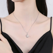 Load image into Gallery viewer, 925 Sterling Silver Fashion Simple Rabbit Imitation Pearl Moon Pendant with Necklace