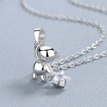Load image into Gallery viewer, 925 Sterling Silver Fashion Simple Little Bear Star Pendant with Cubic Zirconia and Necklace