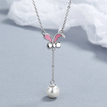 Load image into Gallery viewer, 925 Sterling Silver Fashion and Simple Rabbit Tassel Imitation Pearl Pendant with Necklace