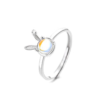 Load image into Gallery viewer, 925 Sterling Silver Simple Temperament Rabbit Moonstone Adjustable Ring