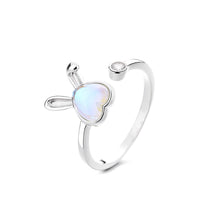 Load image into Gallery viewer, 925 Sterling Silver Simple Cute Rabbit Moonstone Adjustable Open Ring