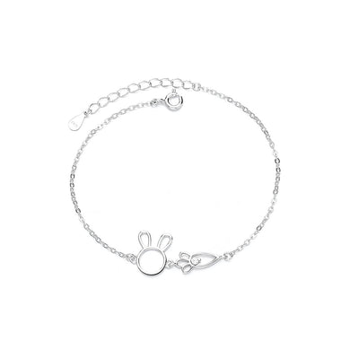 925 Sterling Silver Simple Cute Rabbit Carrot Bracelet with Cubic Zirconia