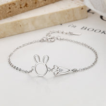 Load image into Gallery viewer, 925 Sterling Silver Simple Cute Rabbit Carrot Bracelet with Cubic Zirconia
