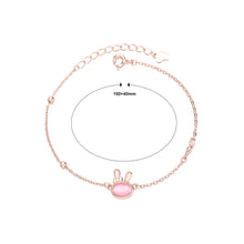 Load image into Gallery viewer, 925 Sterling Silver Plated Rose Gold Simple and Fashion Rabbit Imitation Cats Eye Bracelet