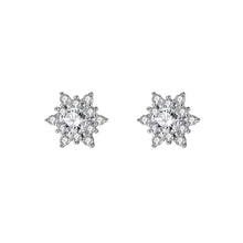 Load image into Gallery viewer, 925 Sterling Silver Simple and Brilliant Snowflake Stud Earrings with Cubic Zirconia