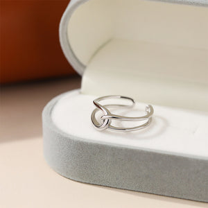 925 Sterling Silver Simple Personalized Winding Line Geometric Adjustable Open Ring