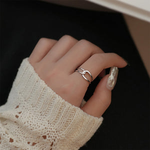925 Sterling Silver Simple Personalized Winding Line Geometric Adjustable Open Ring
