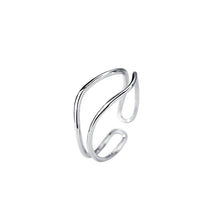 Load image into Gallery viewer, 925 Sterling Silver Simple and Personalized Irregular Line Double Layer Geometric Adjustable Open Ring