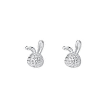 Load image into Gallery viewer, 925 Sterling Silver Simple Brilliant Rabbit Stud Earrings with Cubic Zirconia