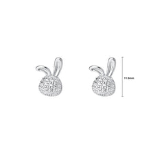 Load image into Gallery viewer, 925 Sterling Silver Simple Brilliant Rabbit Stud Earrings with Cubic Zirconia
