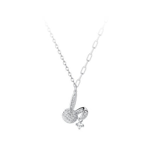 925 Sterling Silver Simple Brilliant Rabbit Pendant with Cubic Zirconia and Necklace