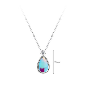 925 Sterling Silver Fashion and Simple Water Drop-shaped Moonstone Pendant with Cubic Zirconia and Necklace