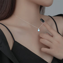 Load image into Gallery viewer, 925 Sterling Silver Fashion and Simple Water Drop-shaped Moonstone Pendant with Cubic Zirconia and Necklace