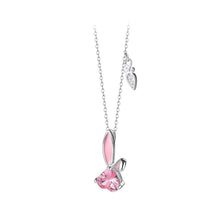Load image into Gallery viewer, 925 Sterling Silver Simple Cute Rabbit Pendant with Cubic Zirconia and Necklace