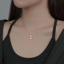 Load image into Gallery viewer, 925 Sterling Silver Simple Cute Rabbit Pendant with Cubic Zirconia and Necklace