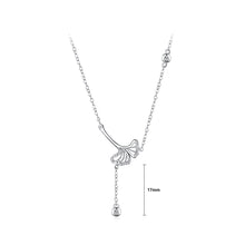 Load image into Gallery viewer, 925 Sterling Silver Simple and Fashion Ginkgo Leaf Tassel Pendant with Cubic Zirconia and Necklace