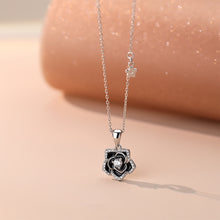 Load image into Gallery viewer, 925 Sterling Silver Fashion Simple Enamel Camellia Pendant with Cubic Zirconia and Necklace
