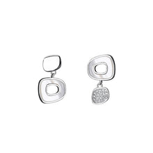 Load image into Gallery viewer, 925 Sterling Silver Fashion Geometric Mother-of-pearl Asymmetric Earrings with Cubic Zirconia