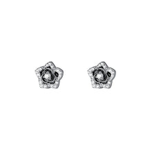 Load image into Gallery viewer, 925 Sterling Silver Simple Temperament Enamel Camellia Stud Earrings with Cubic Zirconia