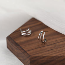 Load image into Gallery viewer, 925 Sterling Silver Fashion and Personalized Three-layer Line Geometric Stud Earrings